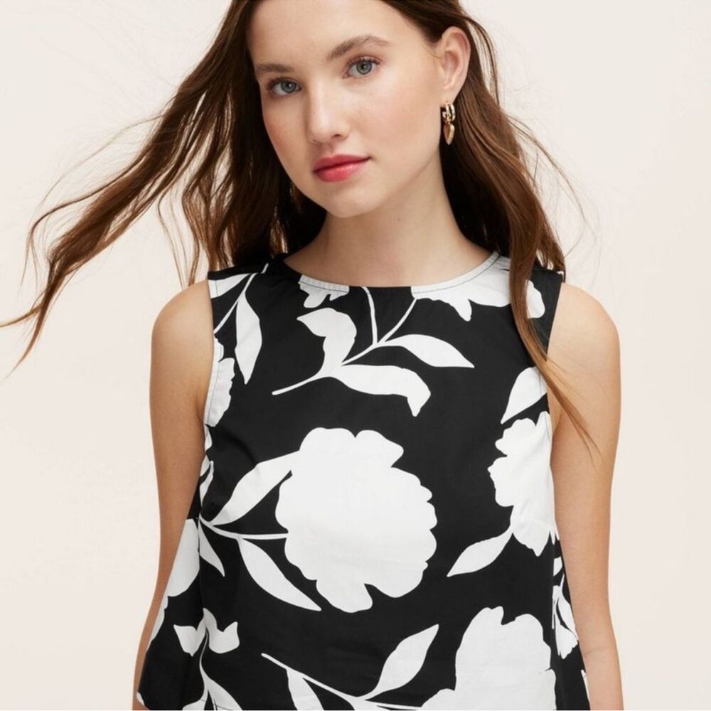 NWT Kate Spade Black and White floral tank - Picture 4 of 5